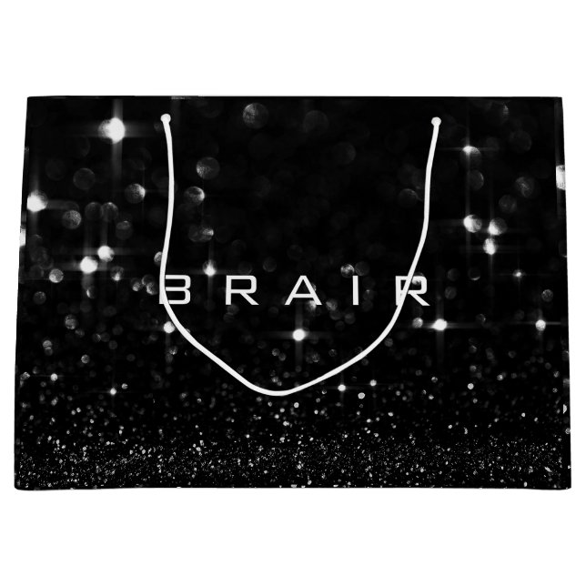 Brair Schwarz-weiß White Glitzer Gefallen Gift Spa Große Geschenktüte (Vorderseite)