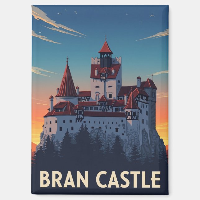 Bran Castle Romania Sunset Magnet (Vorderseite)