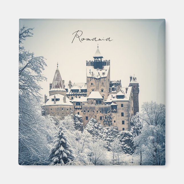 Bran Castle Rumänien Winter Magnet (Vorne)
