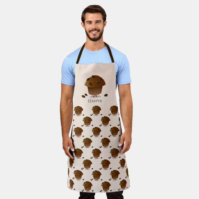 Bran Muffin Tan Brown Cartoon Character Name Schürze (Getragen)