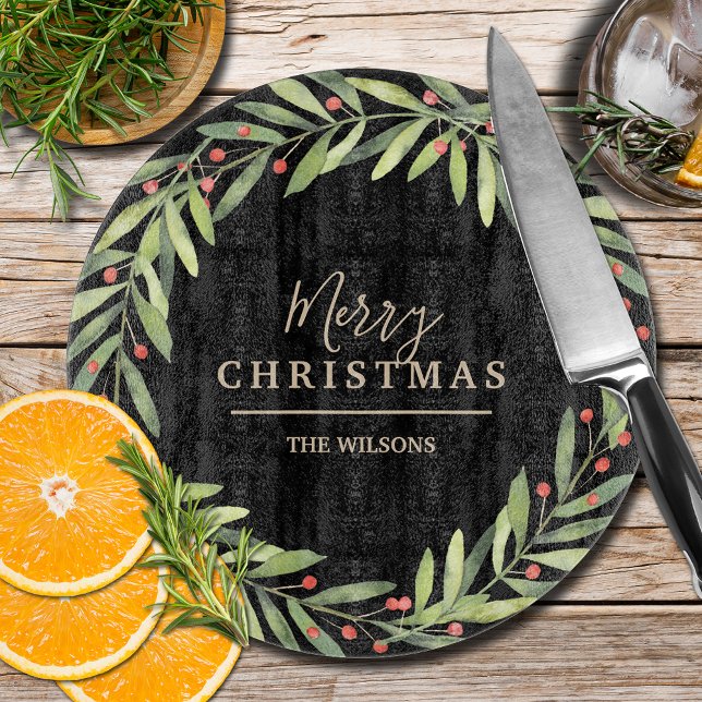 Branch Berries auf Black Merry Weihnachten Schneidebrett (Von Creator hochgeladen)
