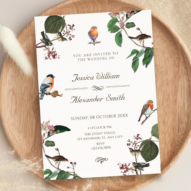 Branch Blätter Bird Hochzeit Einladung (Von Creator hochgeladen)