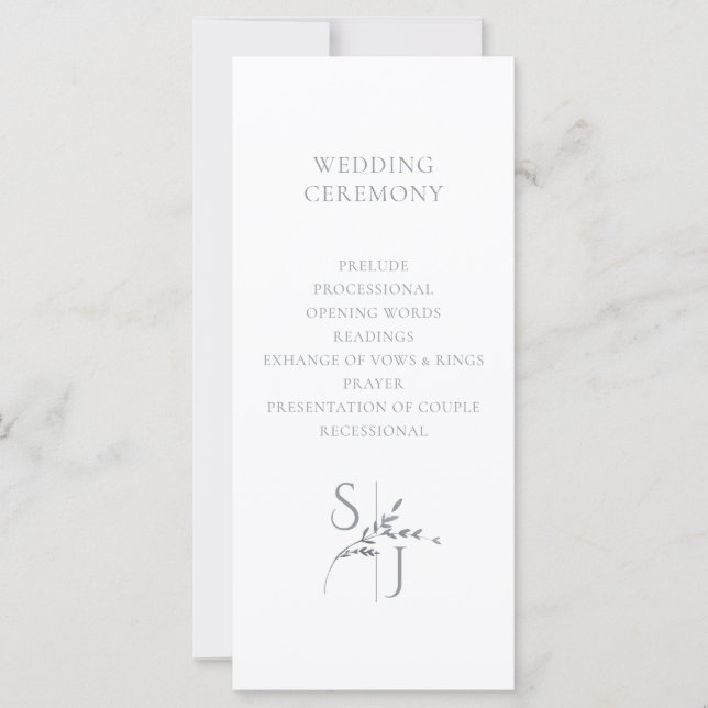 Branch Minimalistisch White & Silver Wedding Progr (Vorderseite)