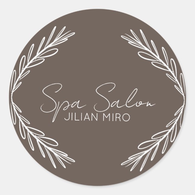 Branch Salon Beauty Studio Brown Runder Aufkleber (Vorderseite)