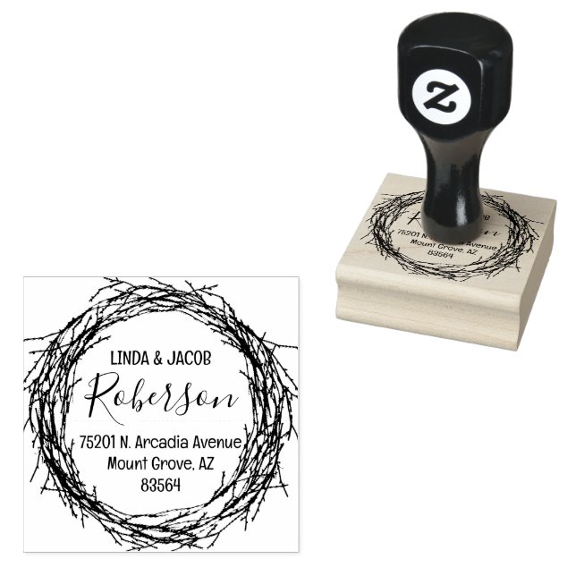 Branch Wreath Couple-Rücksendeadresse Gummistempel (Stempel)