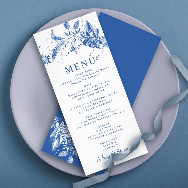 Branche avec élégante carte de menu mariage fleurs (Créateur téléchargé)