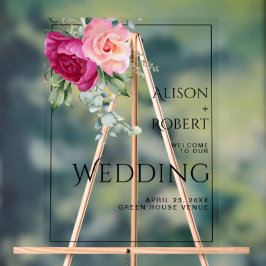 Branche avec fleurs rose rose BIENVENUE mariage