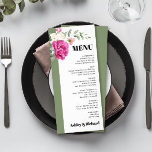 Branche avec fleurs roses sauge carte de menu mari