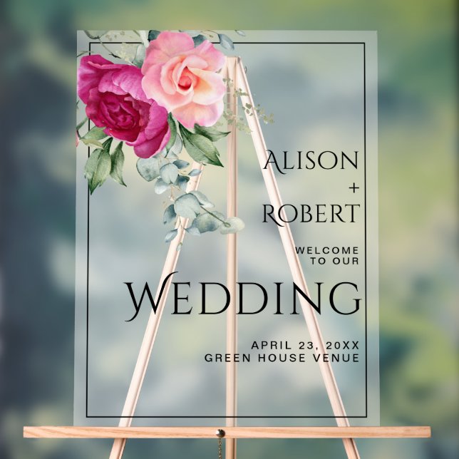 Branche avec rose rose rose translucide mariage WE (Neutre)