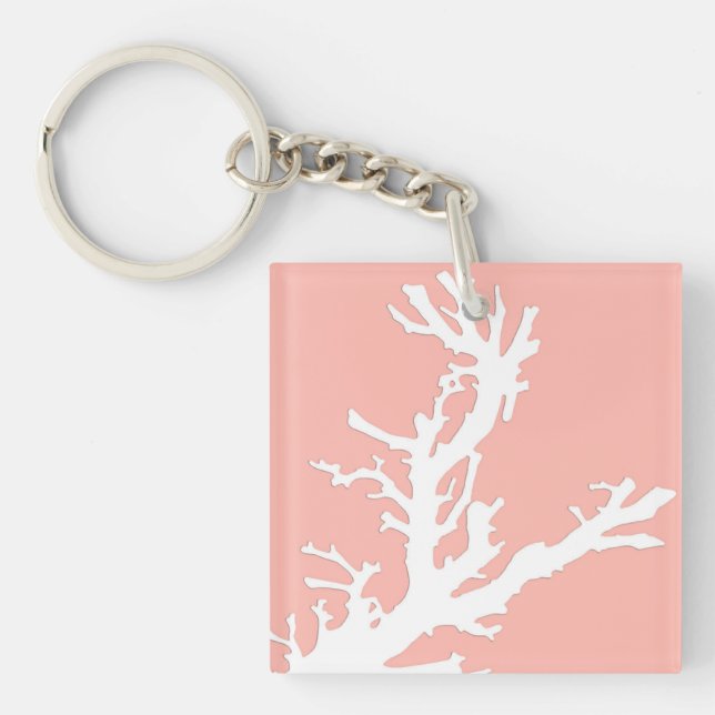 Branche de corail - blanc sur corail rose (Devant)