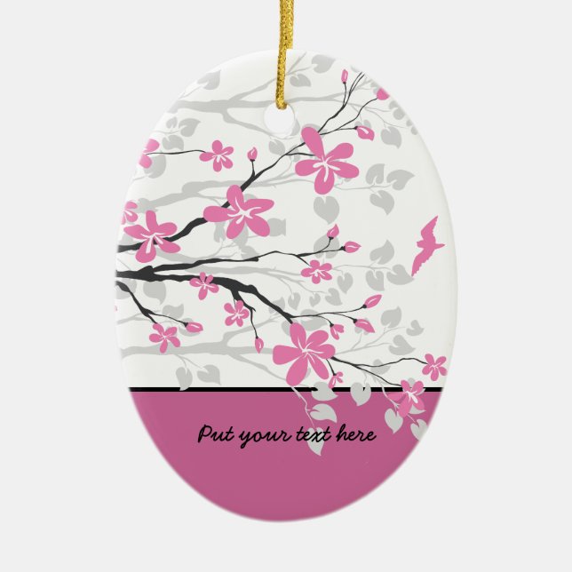 Branche de Magnolia et fleurs roses ornement perso (Devant)