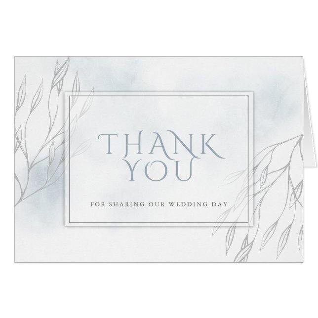 Branche de saule gris et aquarelle bleu poussiéreu (Devant horizontal)