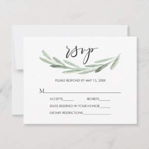 Branche d'olive verte rustique Simple RSVP de mari