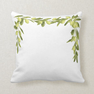 Branche d'olivier sur le coussin de vert d'olives