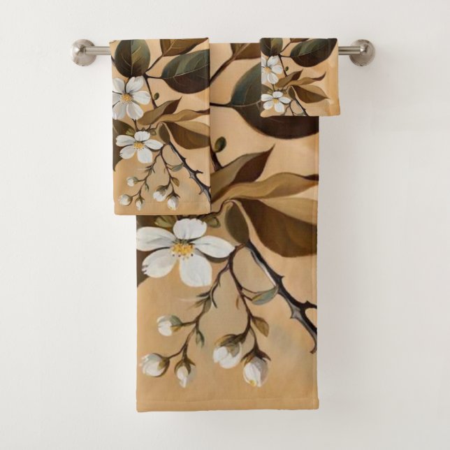 Branche fleurie 10 serviettes de bain (En situation)