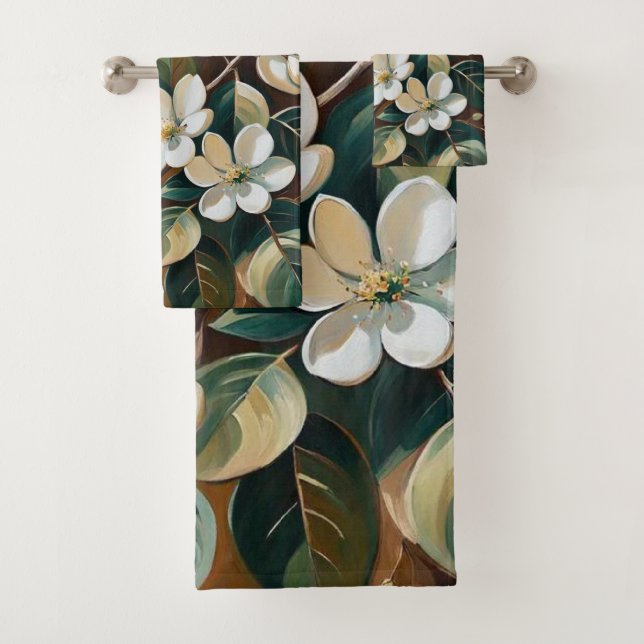 Branche fleurie 7 serviettes de bain (En situation)