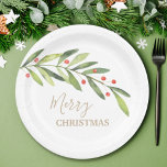 Branchen Berries an weiße Weihnachten Pappteller<br><div class="desc">Teller in 2 Größen sind mit elegantem Grün und Beeren ausgestattet,  die in jeder Farbe (wir zeigen Gold) und auf jedem Farbhintergrund (wir zeigen Weißtöne) in schicker Schrift dargestellt sind. PASSENDE Artikel in unserem Geschäft.</div>