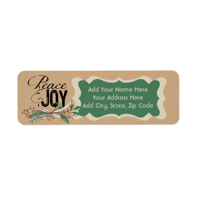 Branchen und Berries Peace and Joy Address Labels (Vorne)