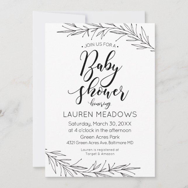 Branches à main Baby shower Invitation (Devant)