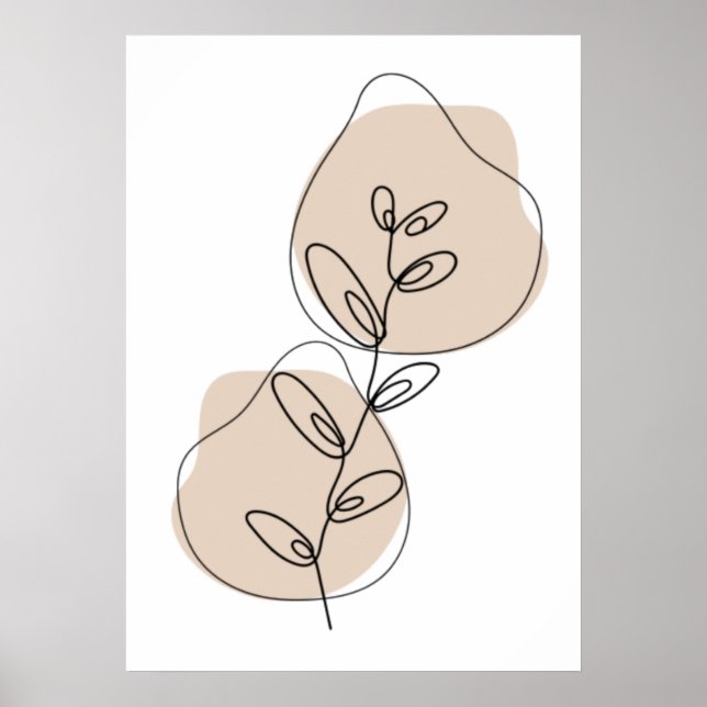 Branches And Leaves Line Art Poster (Vorne)