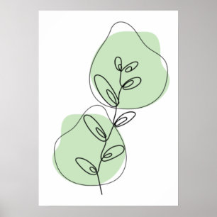 Branches And Leaves Line Art Poster