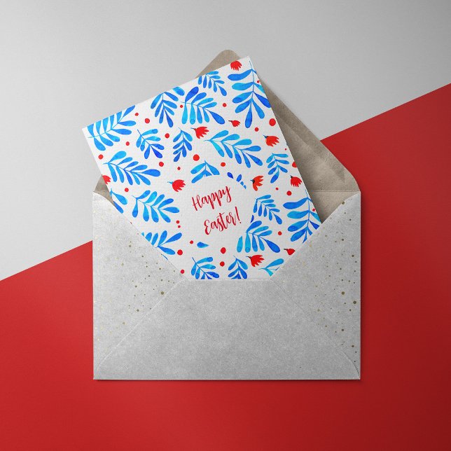 Branches aquarelle et fleurs Carte de Pâques (Créateur téléchargé)