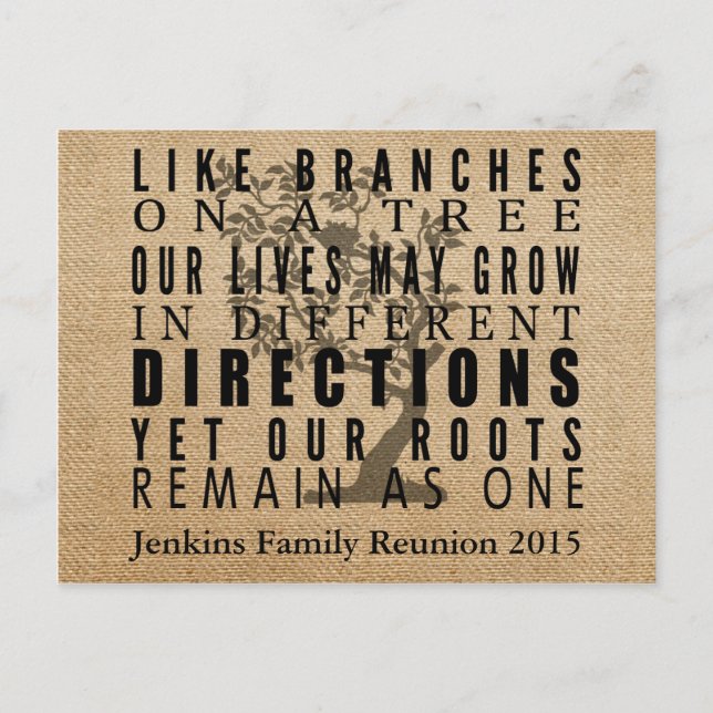 Branches Arbre Famille Réunion Invitation Burlap (Devant)