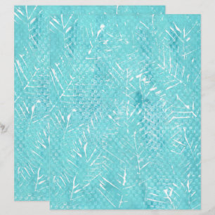 Branches blanches sur papier à scandale Turquoise