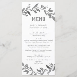 Branches courbes | Carte de menu du dîner en argen