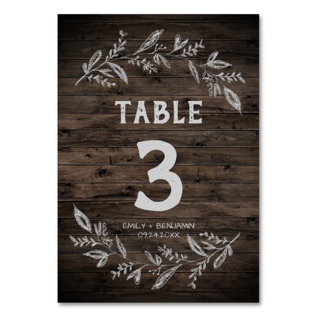 Branches courbes | Numéro de table en bois (Par défaut)
