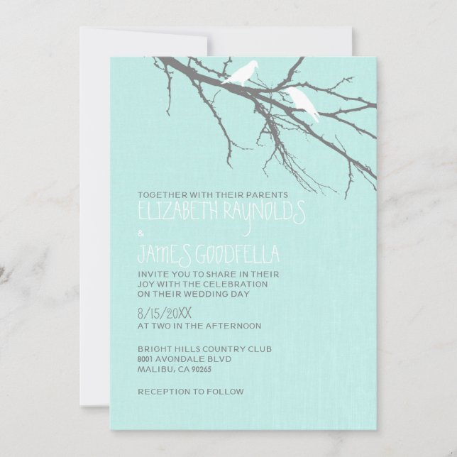 Branches d'arbre moderne Invitations de mariage (Devant)