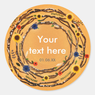 Branches d'arbre rustique Stickers à ressort jaune