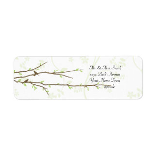 Branches de boudin avec oiseaux Étiquette de poste