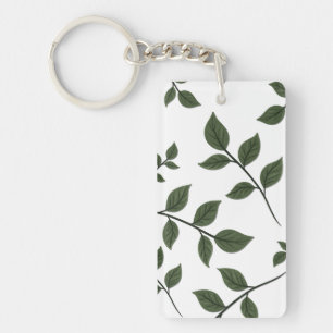 Branches de feuillage avec Feuilles verts en blanc