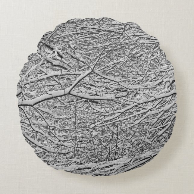Branches de neige Coussin rond (Devant)