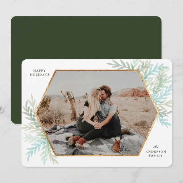 Branches d'hiver Moderne Carte photo de vacances (Devant / Derrière)