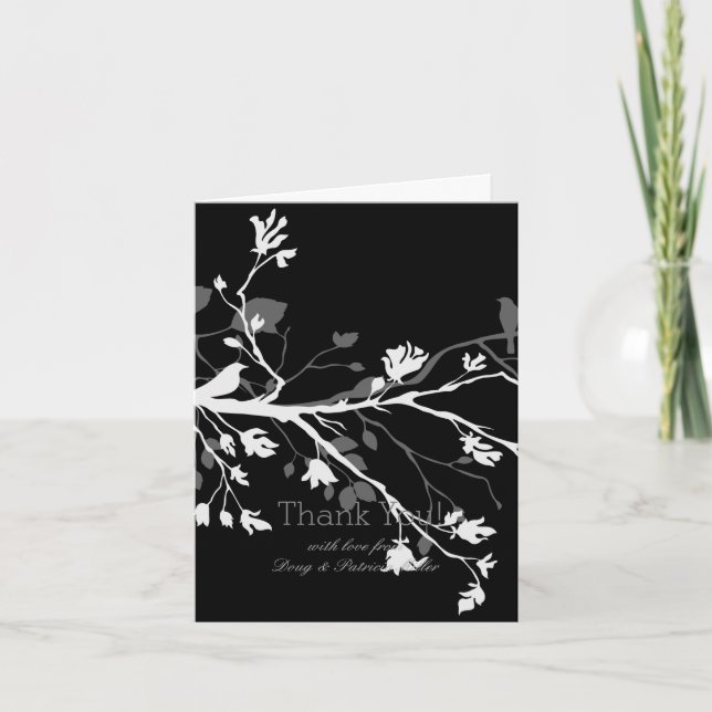 Branches d'oiseaux blancs gris noir Merci (Devant)