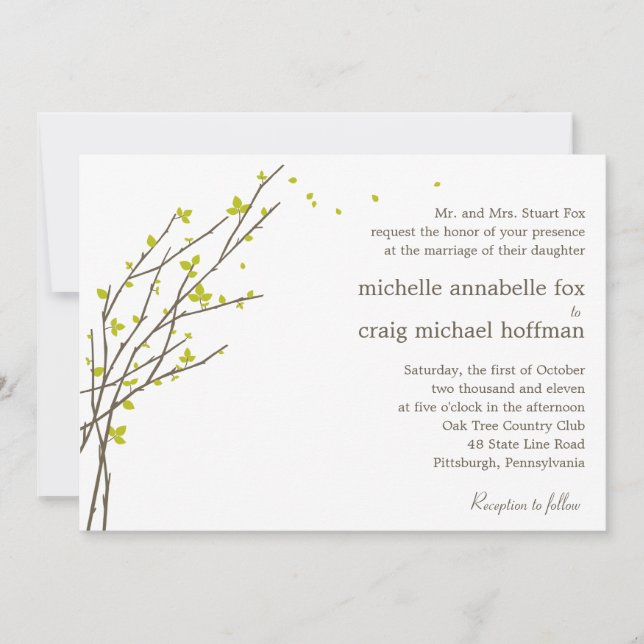 Branches florissantes Faire-part de mariage - Chau (Devant)