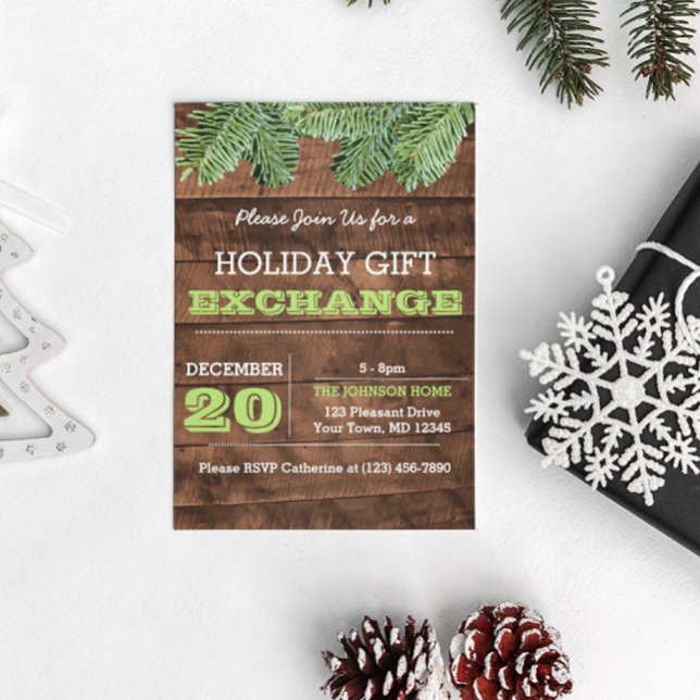 Branches rustiques de bois et de pin Invitation de (Créateur téléchargé)