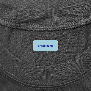 Brand Name on Light Blue Rectangle Clothing Label Etiketten