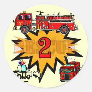 Brand und Rettung 2. Geburtstagsgeschenke Runder Aufkleber