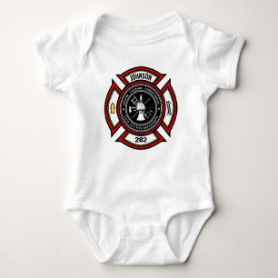 Brandabteilung ADD NAME Firefighter Abzeichen Resc Baby Strampler
