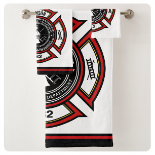 Brandabteilung ADD NAME Firefighter Abzeichen Resc Badhandtuch Set