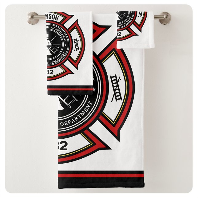 Brandabteilung ADD NAME Firefighter Abzeichen Resc Badhandtuch Set (Von Creator hochgeladen)