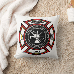 Brandabteilung ADD NAME Firefighter Abzeichen Resc Kissen