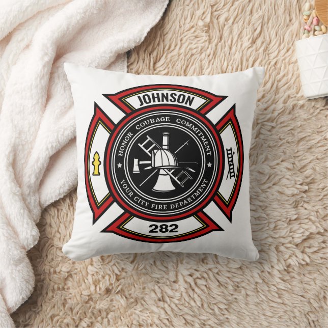 Brandabteilung ADD NAME Firefighter Abzeichen Resc Kissen (Decke)