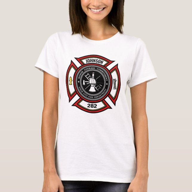 Brandabteilung ADD NAME Firefighter Abzeichen Resc T-Shirt (Vorderseite)