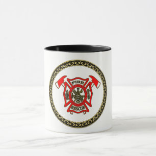 Brandabteilung Gold und Rotes Abzeichen mit Brandg Tasse