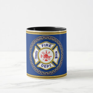 Brandabteilung Logo blau und weiß Abzeichen Tasse