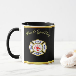 Brandabteilung Logo "Blau-Weiß-Abzeichen-Gold" Tasse